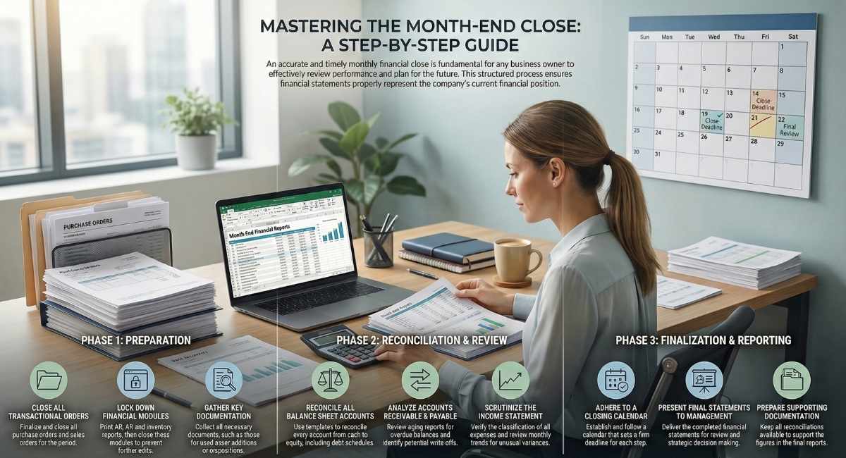 Efficient, Accurate monthly close process for Bookkeeping