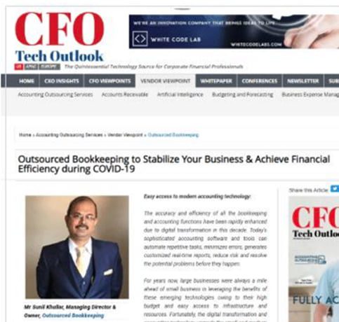 Identified & featured as leading Bookkeeping & Accounting Service provider in Outsourcing industry by reputed International finance magazine CFO Tech Outlook