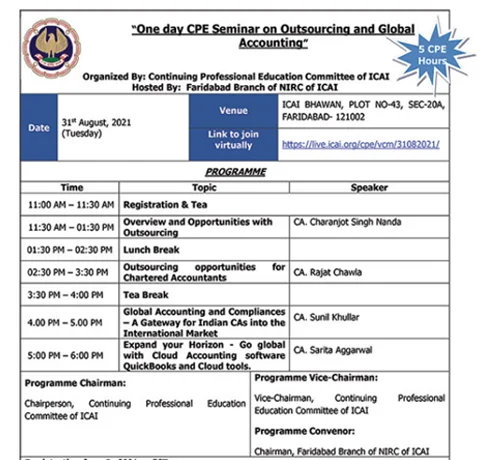 One day CPE seminar on Outsourcing and Global Accounting