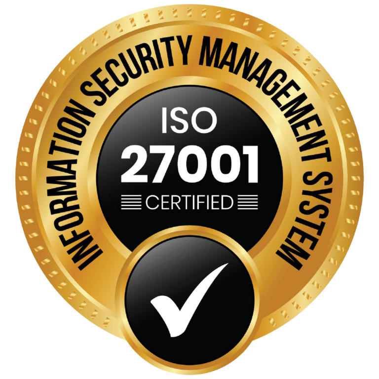 Iso 27001 Certified Badge Or Information Security Management System Iso 27001 Icon Rubber Stamp Seal Label Emblem With Check Mark Glo